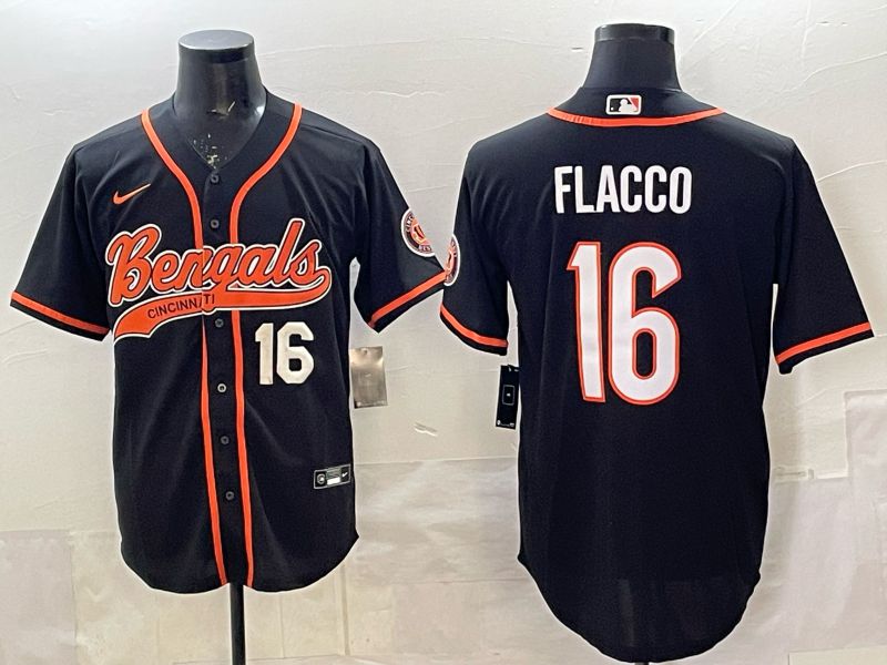 Men Cincinnati Bengals #16 Flacco black Joint Name 2025 Nike Limited NFL Jersey style 5